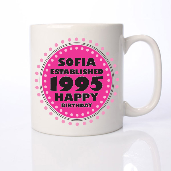 Established in... Personalised 18th Birthday Mug Pink