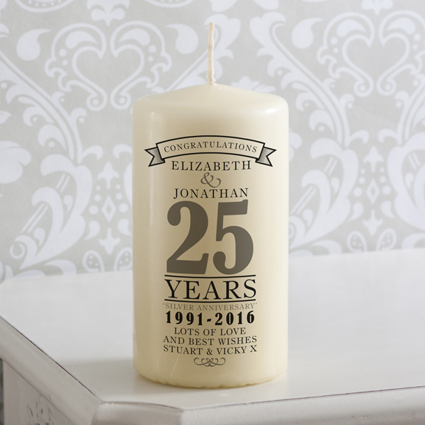 Personalised 25th Anniversary Candle