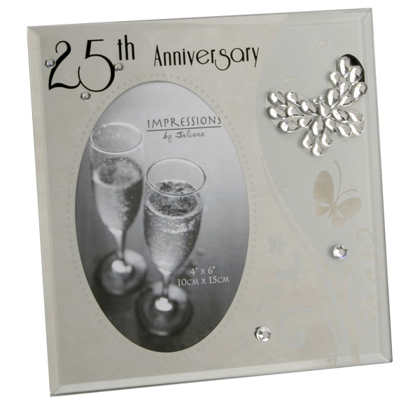25th Anniversary Glass and Crystal Photo Frame...