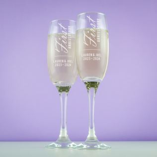 Personalised 1st Anniversary Champagne Flutes Product Image