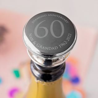 Personalised 60th Anniversary Wine Bottle Stopper Product Image