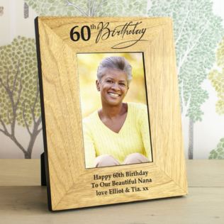 60th Birthday Wooden Personalised Photo Frame Product Image