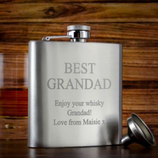 Personalised Grandad Stainless Steel Hip Flask Product Image