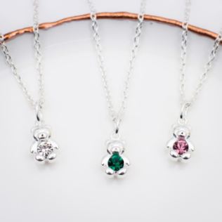 Sterling Silver Birthstone Teddy Necklace Product Image