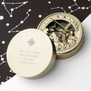 Personalised Engraved Brass Sundial & Nautical Compass Product Image