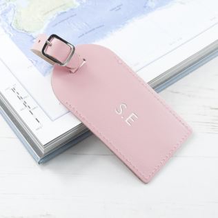 Personalised Pastel Pink Foiled Leather Luggage Tag Product Image