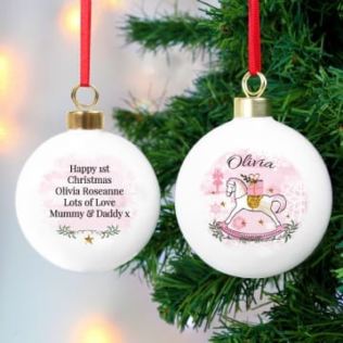Personalised Pink Rocking Horse Bauble Product Image