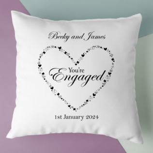 Personalised You're Engaged Heart Design Cushion Product Image