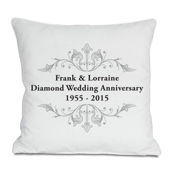 Personalised Diamond Anniversary Cushion - Produced with any names ...