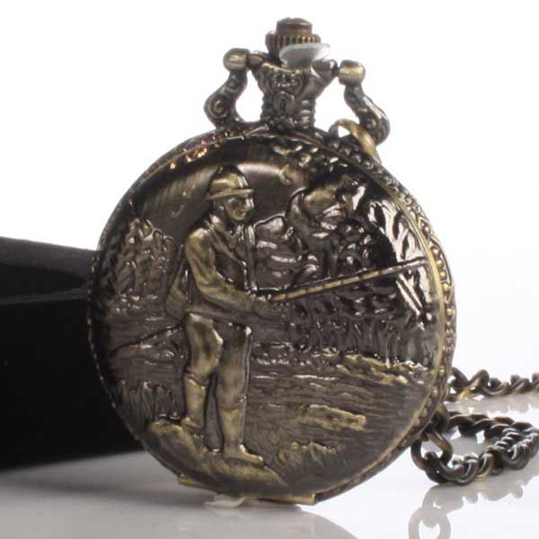 Pocket Watch with Fishing Design The Gift Experience