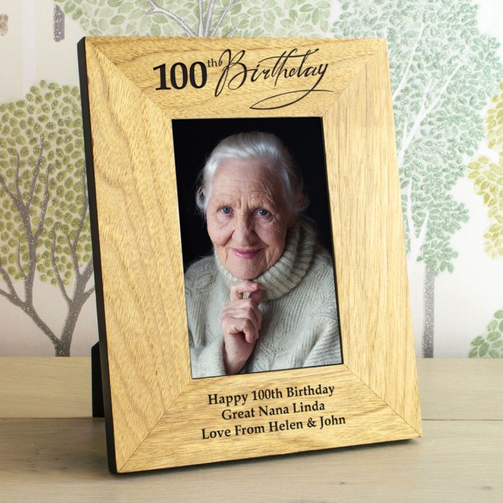 100th Birthday Wooden Personalised Photo Frame product image