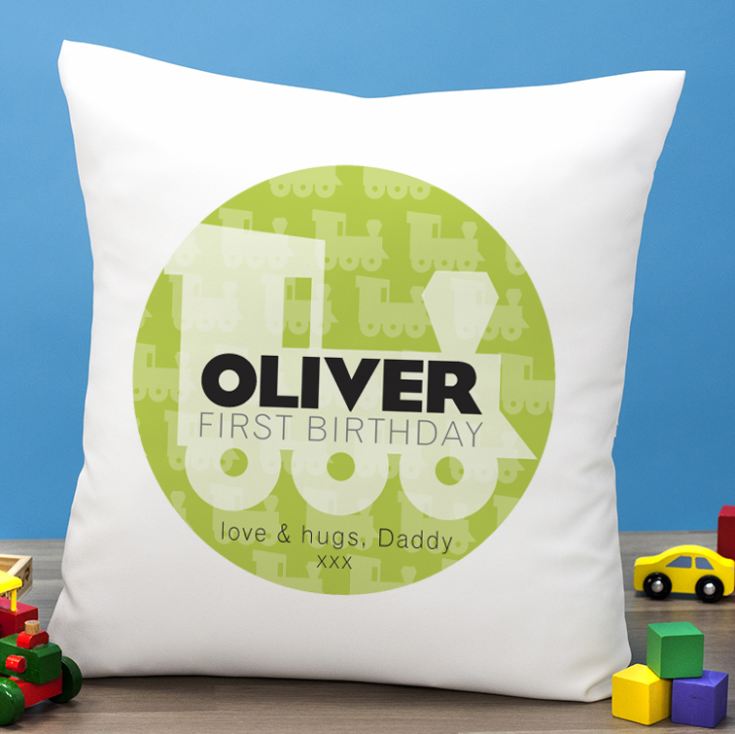 Personalised First Birthday Train Cushion product image