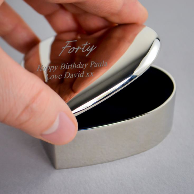 Personalised Silver Plated 40th Birthday Heart Trinket Box product image
