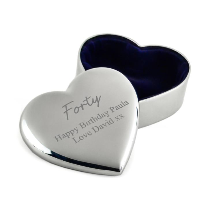 Personalised Silver Plated 40th Birthday Heart Trinket Box product image