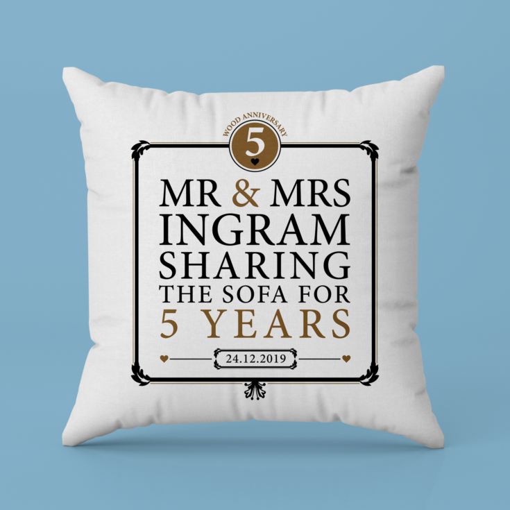 Personalised 5th Anniversary Sharing The Sofa Cushion product image