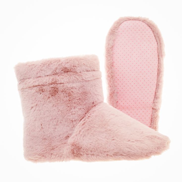 Pink Faux Fur Microwaveable Slipper Boots product image