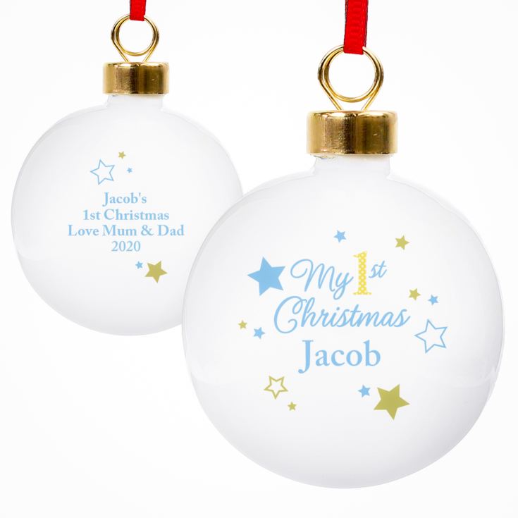 Baby Boys Personalised First Christmas Bauble product image