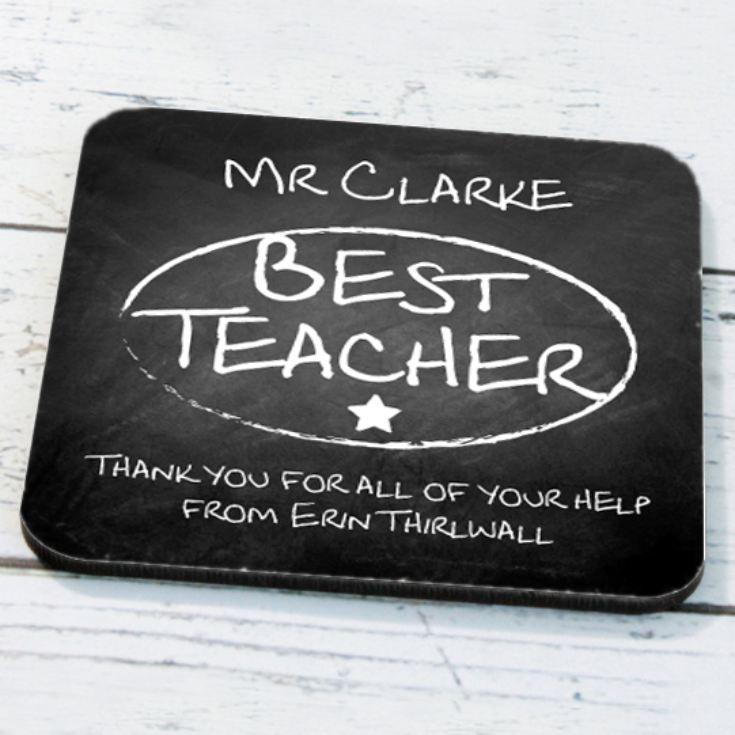 Personalised Best Teacher Chalk Board Coaster product image