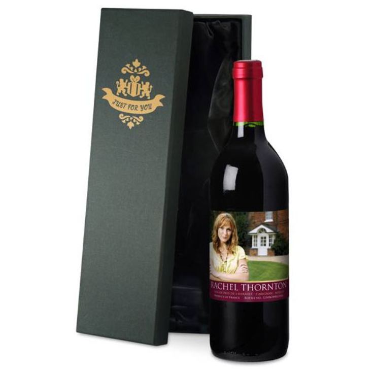 Red Wine With Personalised Photo Label product image