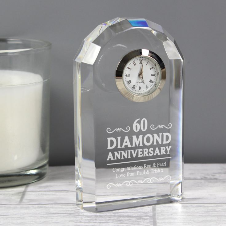 Engraved Diamond Wedding Anniversary Mantel Clock product image