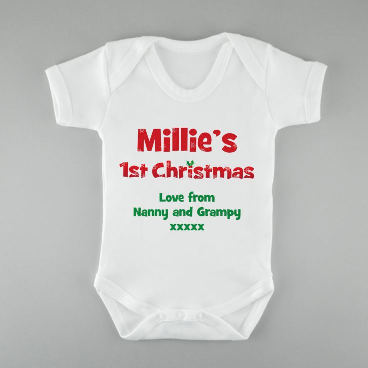 Personalised First Christmas Baby Grow product image