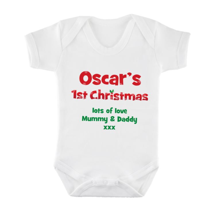 Personalised First Christmas Baby Grow product image