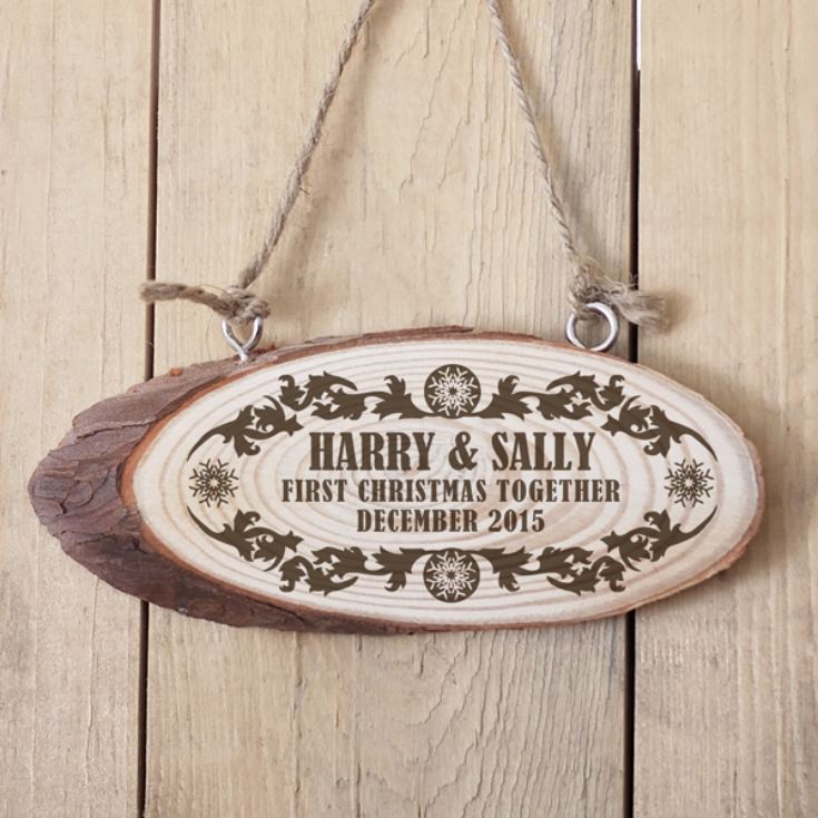 Personalised First Christmas Together Wooden Hanging Plaque product image