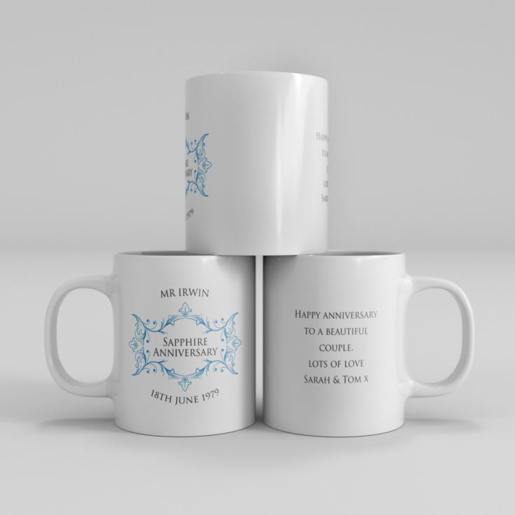 Pair of Personalised Sapphire Anniversary Mugs product image