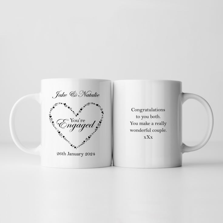 Personalised You're Engaged Heart Design Pair Of Mugs product image