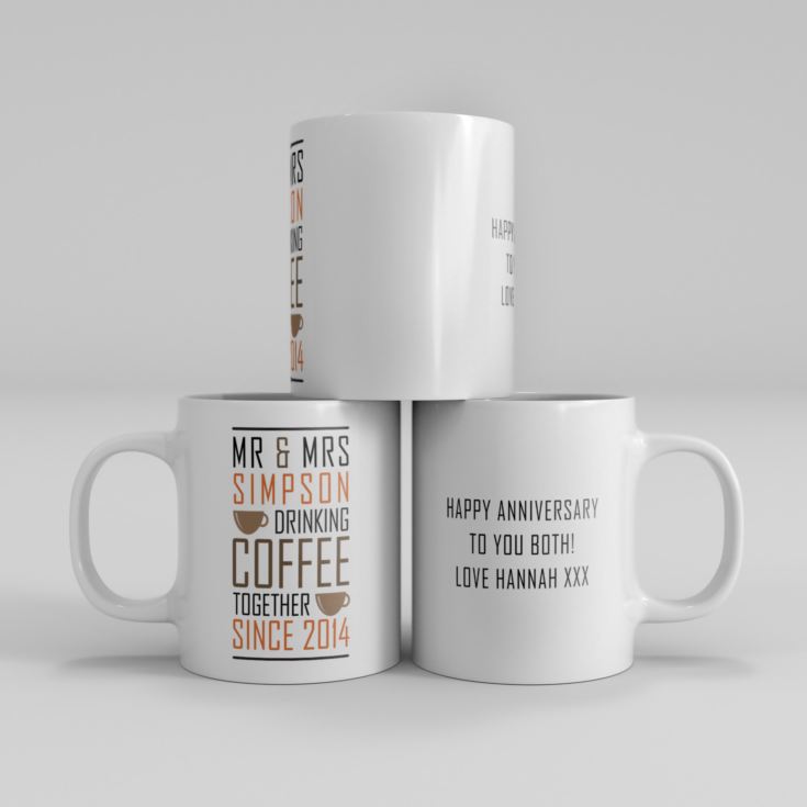 Personalised Pair Of Drinking Coffee Together Since Mugs product image