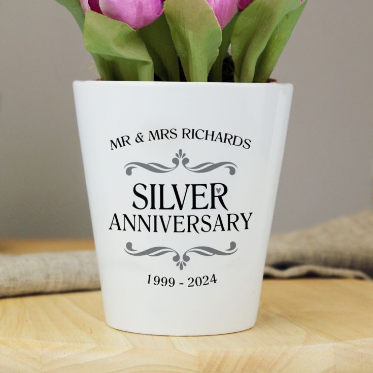 Personalised Silver Wedding Anniversary Plant Pot product image
