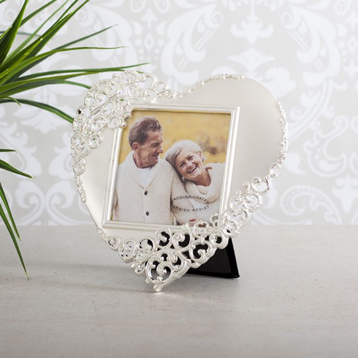 Heart Shaped Silverplated See Through Scroll Frame product image