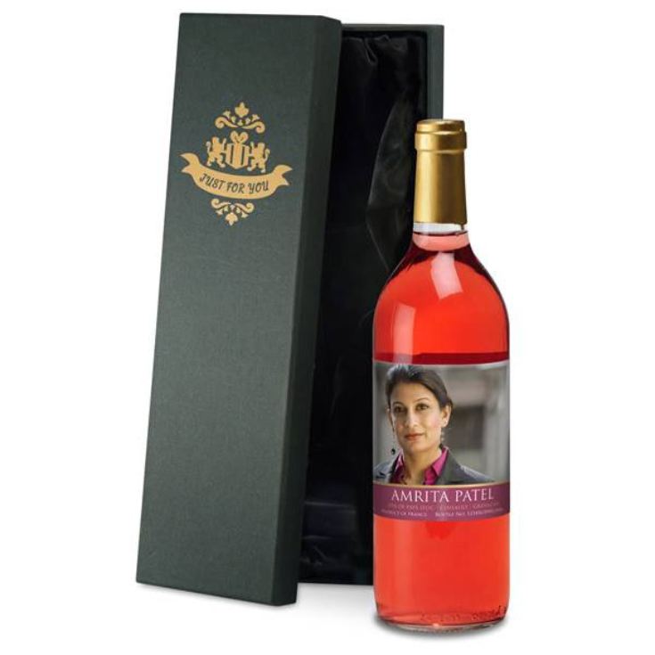 Rose Wine With Personalised Photo Label product image