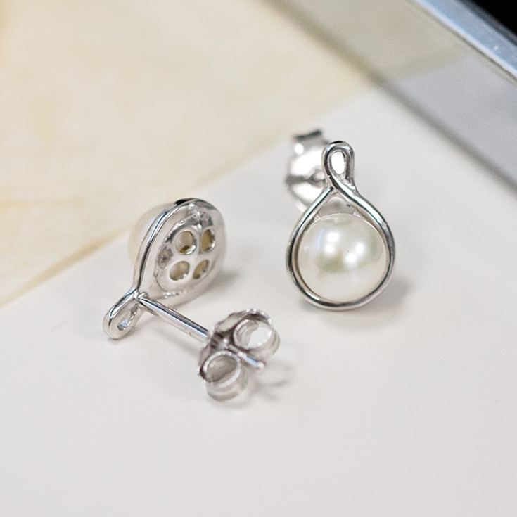 Pearl Earrings in Engraved Gift Box product image