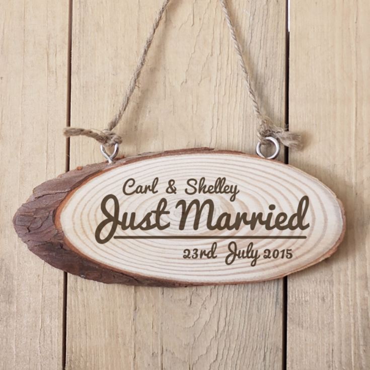Personalised Just Married Wooden Hanging Plaque product image