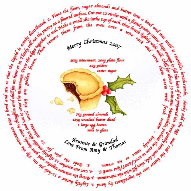 Personalised Mince Pie Recipe Plate product image