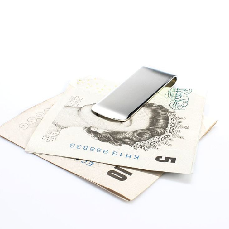 Engraved Silver Straight Money Clip product image