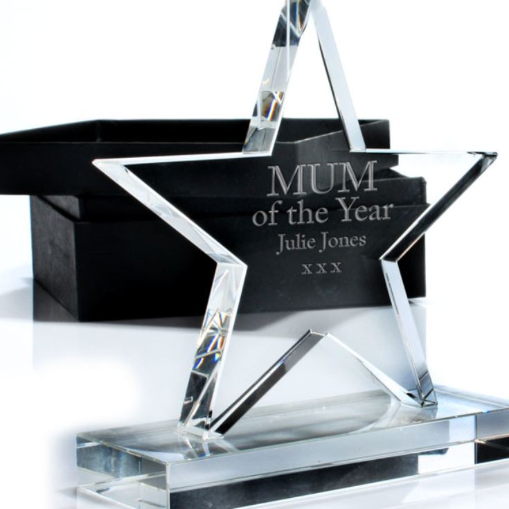 Mum of the Year Personalised Crystal Star Award product image
