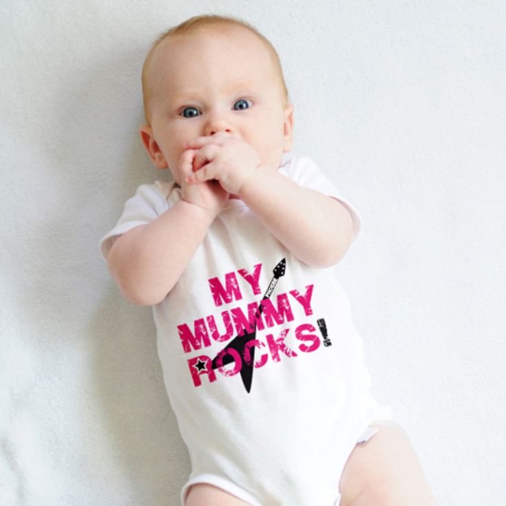Personalised My Mummy Rocks Baby Grow product image