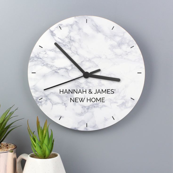 Personalised Marble Effect Wooden Clock product image