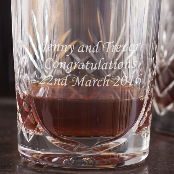Pair of Engraved Cut Crystal Whisky Tumblers product image