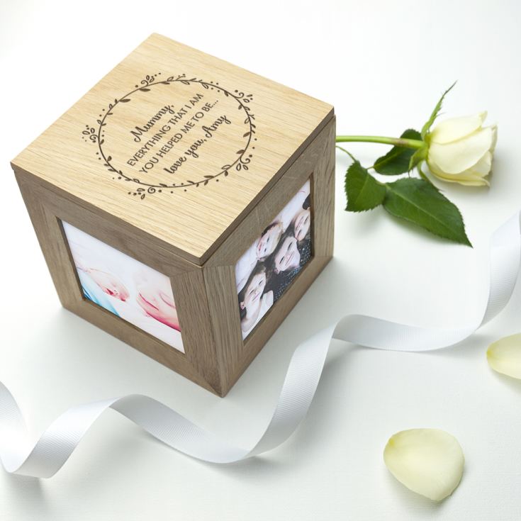 Personalised Thank You Mum Oak Photo Cube product image