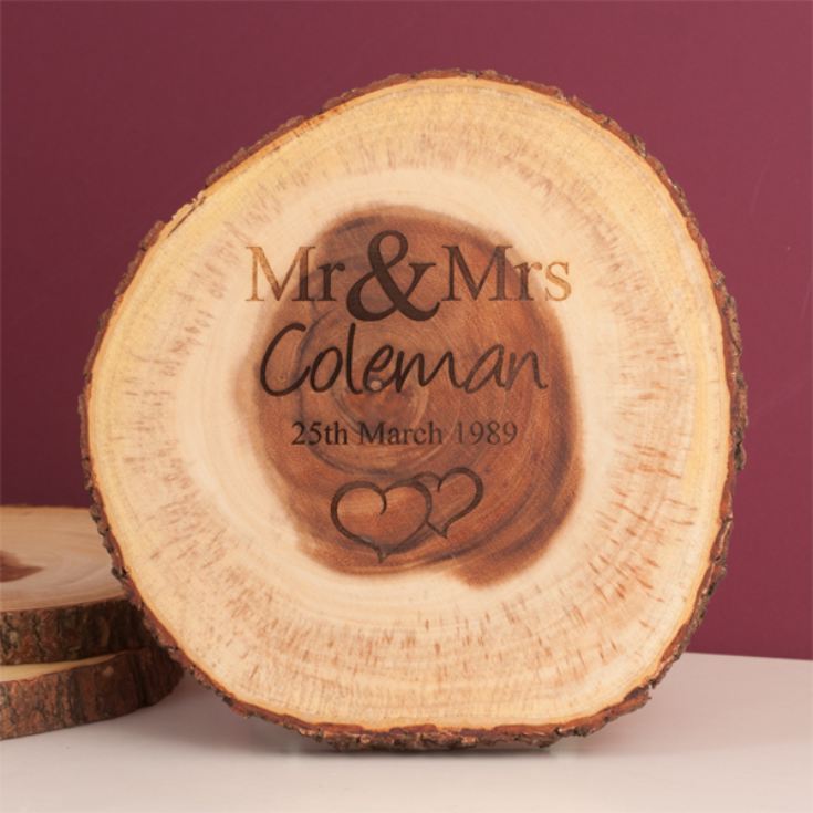 Personalised Mr & Mrs Tree Slice product image