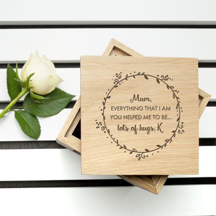 Personalised Thank You Mum Oak Photo Cube product image