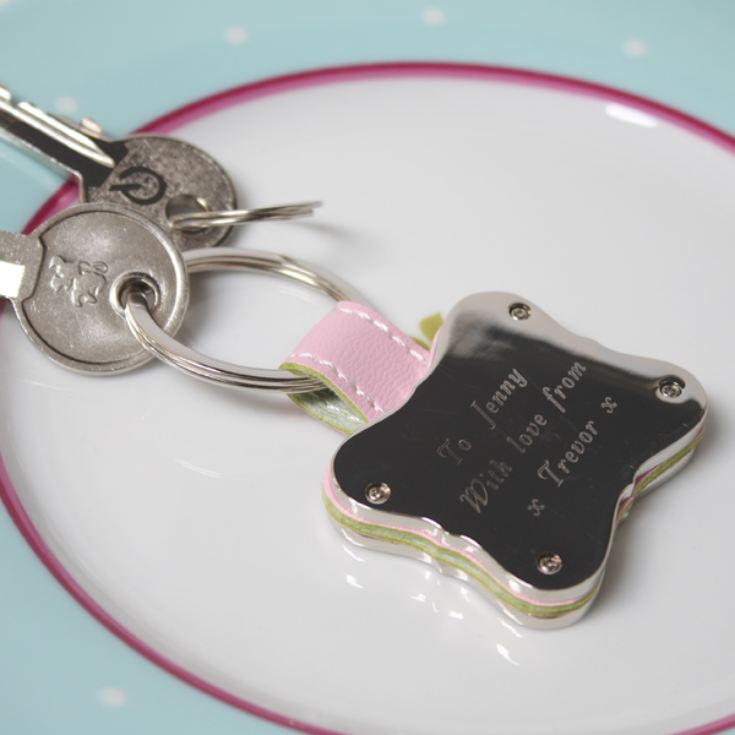 Personalised Pink Curved Picture Keyring product image