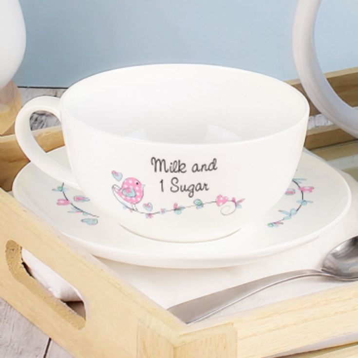 Birds Personalised Teacup & Saucer product image