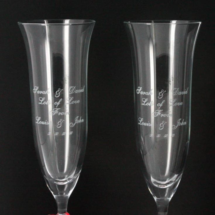 Personalised Pair of Red Heart Crystal Flutes product image