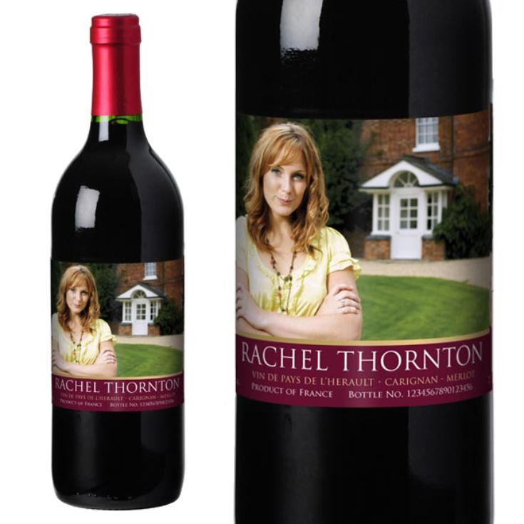 Red Wine With Personalised Photo Label product image