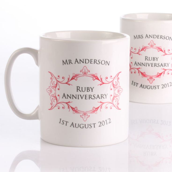Pair of Personalised Ruby Anniversary Mugs product image