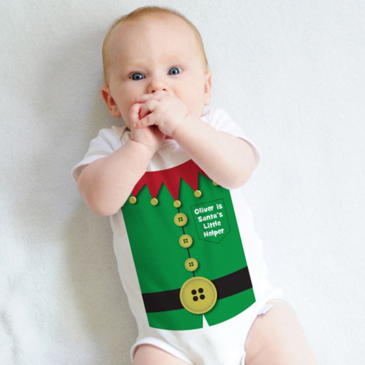Personalised Santas Little Helper Baby Grow product image